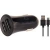 Mobilize Car Charger Dual USB 2.4A 12W + 1m USB-C Cable Black