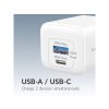 Mobilize Wall Charger USB-C + USB GaN 30W with PD/PPS + USB-C Nylon Cable 1.2m White