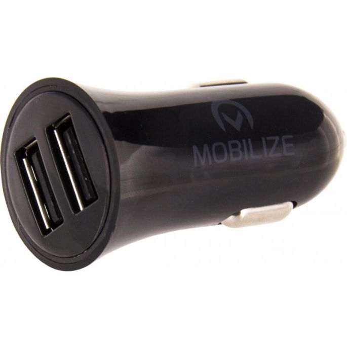 Mobilize Autolader Dual USB + 1m. Micro USB Kabel - Zwart