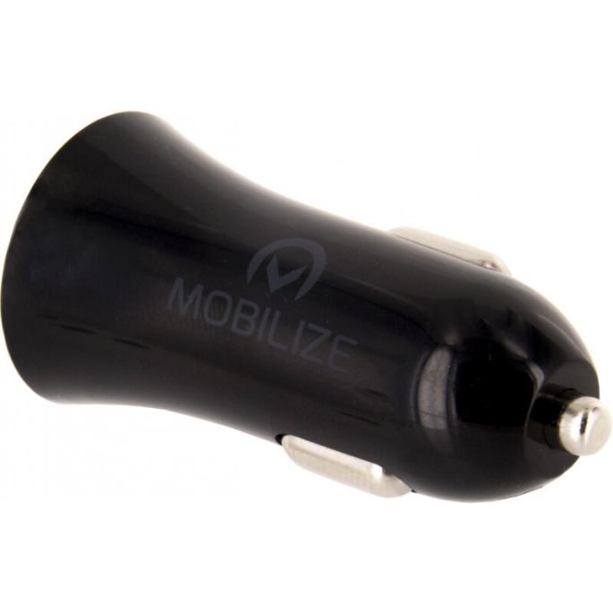 Mobilize Car Charger Dual USB 2.4A 12W + 1m USB-C Cable Black