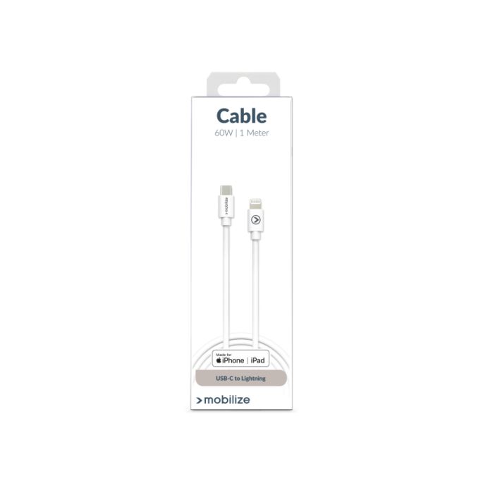 Mobilize Cable USB-C to Apple MFi Lightning 1m. 60W White