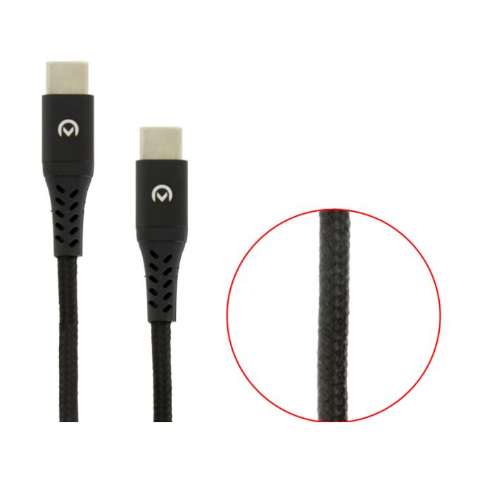 Mobilize Strong Nylon Cable USB-C to USB-C 2m. Black