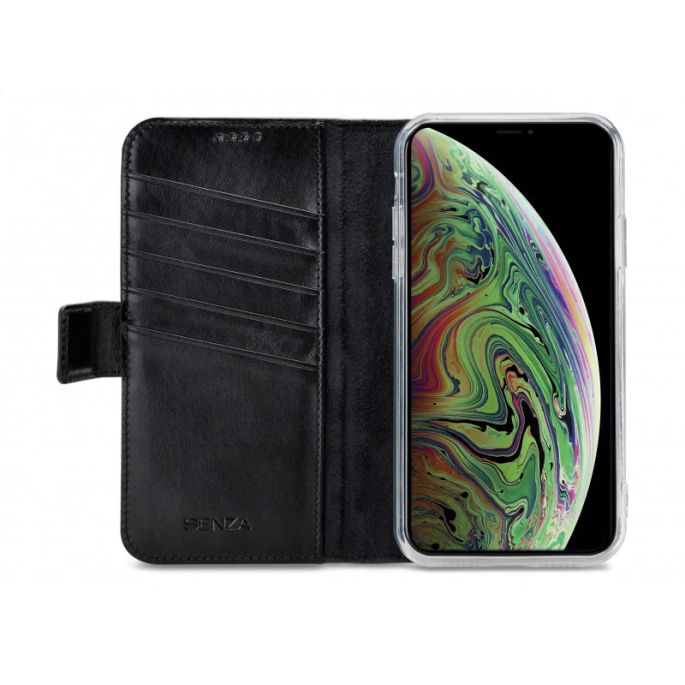 Senza Pure Lederen Wallet Apple iPhone Xs Max - Zwart