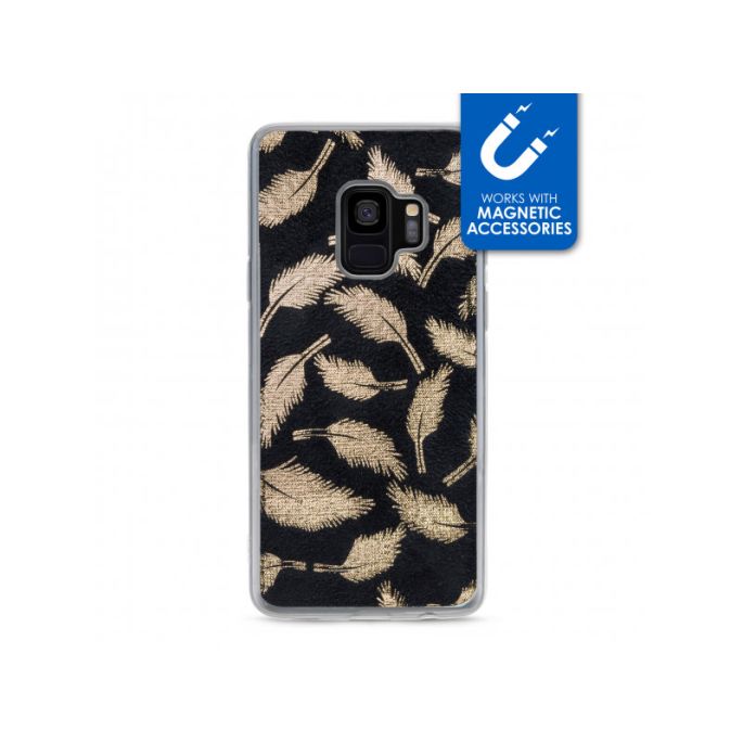 My Style Magneta Case voor Samsung Galaxy S9 - Gouden Veren
