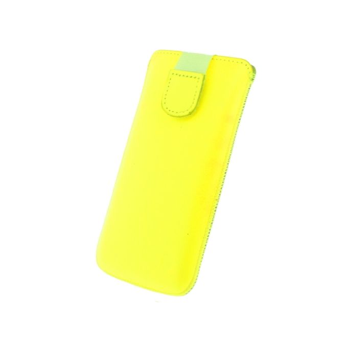 Senza Leather Slide Case Neon Yellow Size M-Large