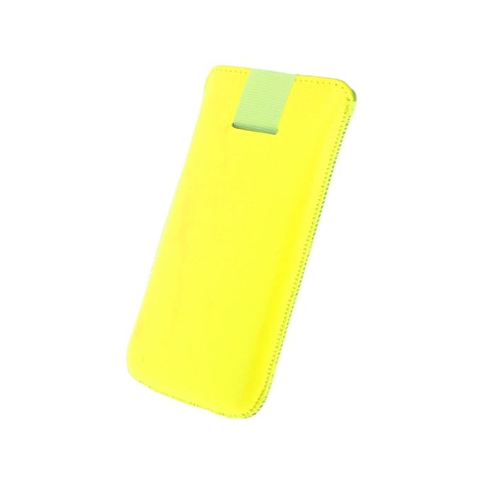 Senza Leather Slide Case Neon Yellow Size M-Large