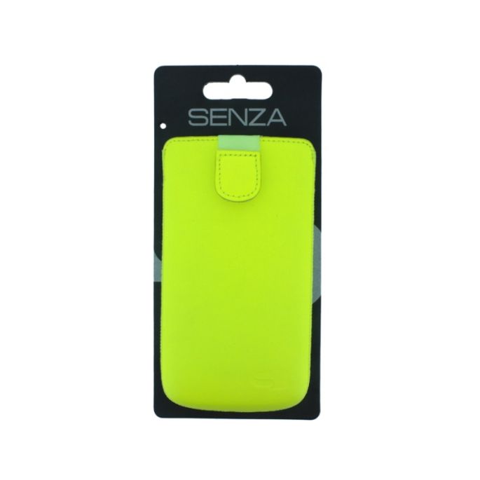 Senza Leather Slide Case Neon Yellow Size XXL