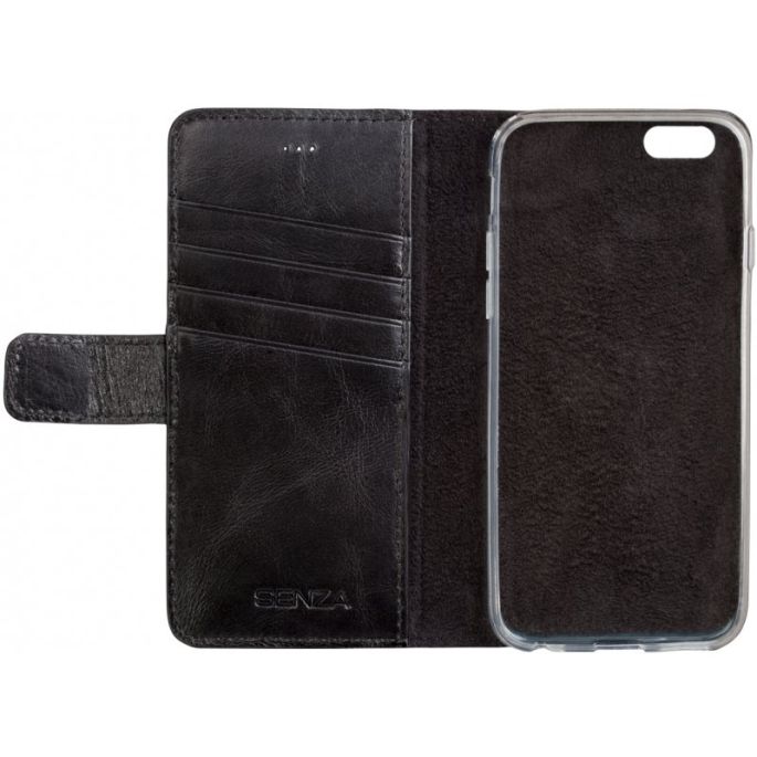 Senza Pure Leather Wallet Apple iPhone 6/6S Deep Black