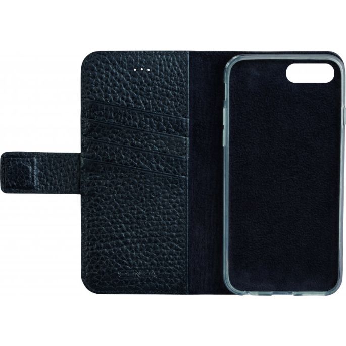 Senza Exquisite Leather Wallet Apple iPhone 7 Plus/8 Plus Intense Black