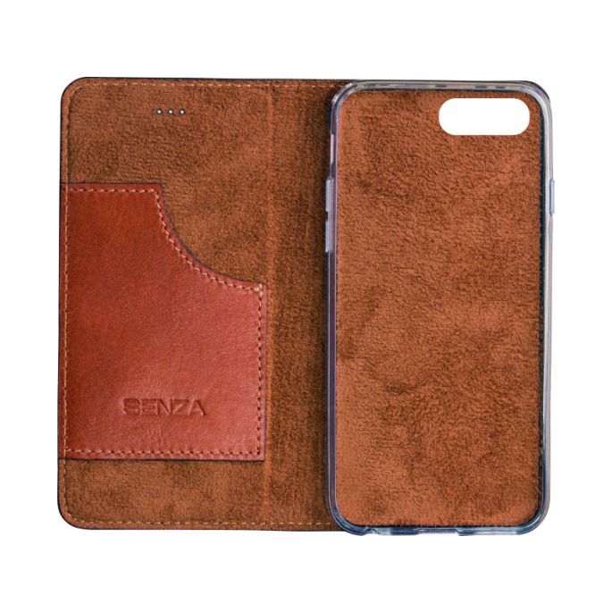 Senza Desire Leather Booklet Apple iPhone 7 Plus/8 Plus Burned Cognac