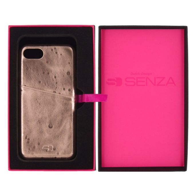 Senza Glam Leather Cover with Card Slot Apple iPhone 7/8/SE (2020/2022) Metallic Rosé