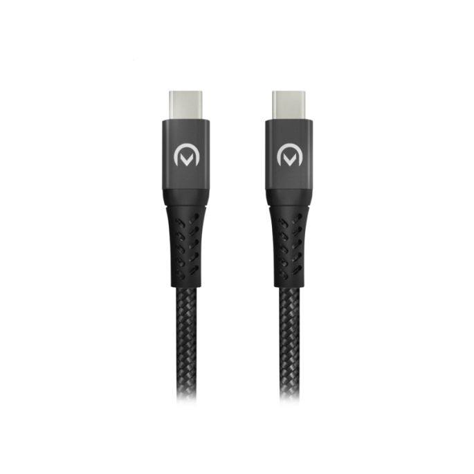 Mobilize Nylon Gevlochten Oplaadkabel USB-C naar USB-C 100W 2m. - Zwart
