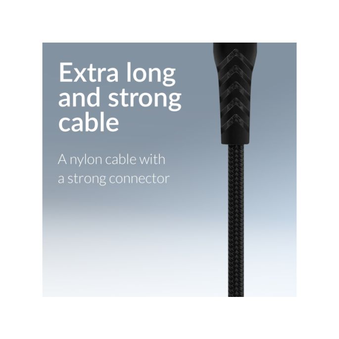 Mobilize Strong Nylon Cable USB-C to USB-C 20cm. 100W Black