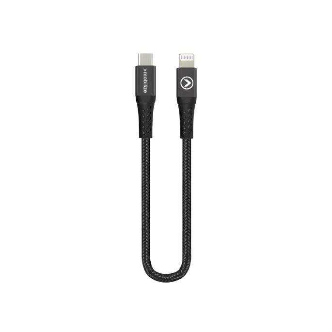 Mobilize Strong Nylon Cable USB-C to MFi Lighting 20cm. 60W Black