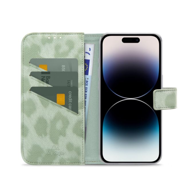 My Style Flex Wallet for Apple iPhone 14 Pro Green Leopard