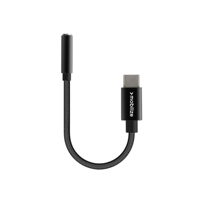 Mobilize Strong Nylon Audio Adapter USB-C to 3.5mm 15cm Black