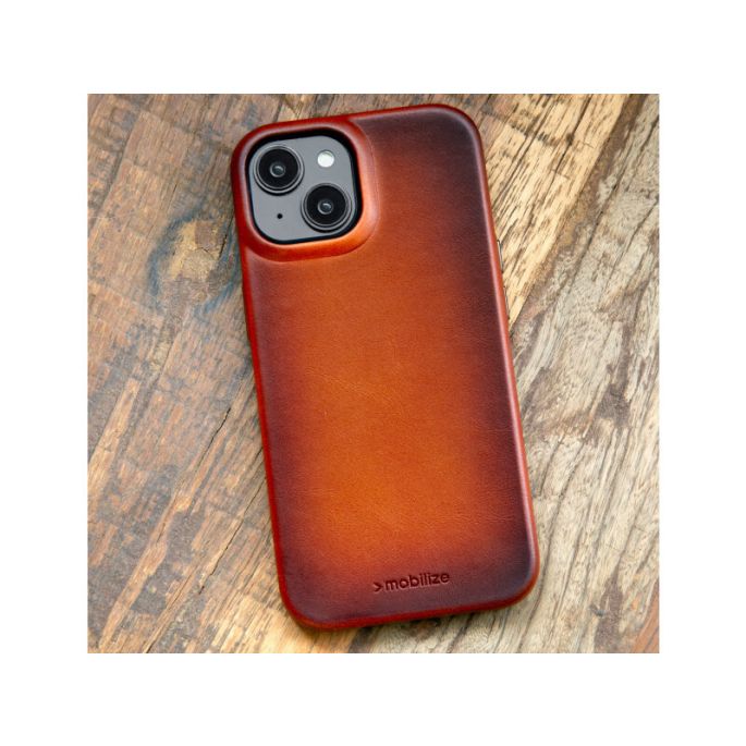 Mobilize Magsafe Compatible Premium Leather Case Apple iPhone 15 Pro Max Burned Cognac