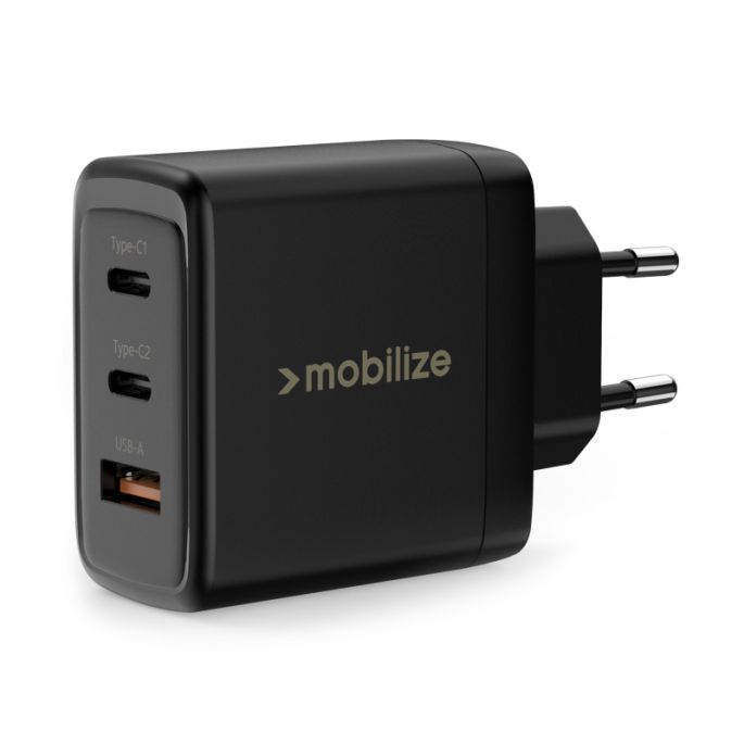 Mobilize Wall Charger 2x USB-C + 1x USB GaN 65W with PD/PPS Black