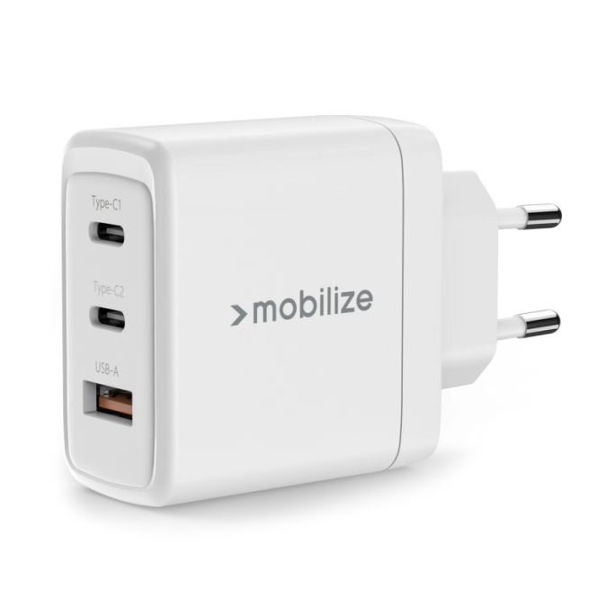 Mobilize Wall Charger 2x USB-C + 1x USB GaN 65W with PD/PPS White