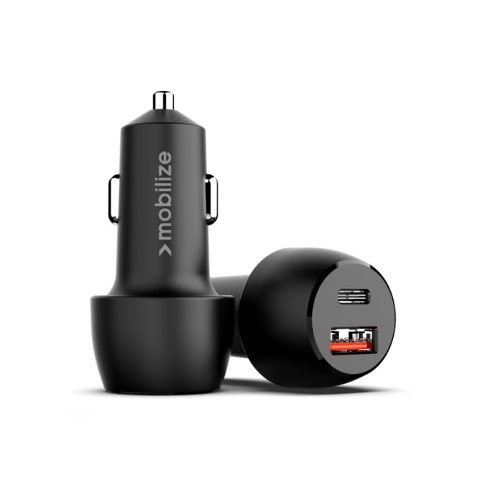 Mobilize Car Charger USB + USB-C 48W with PD/PPS and QC Black