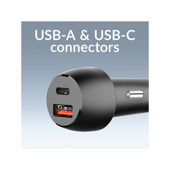 Mobilize Car Charger USB + USB-C 48W with PD/PPS and QC Black