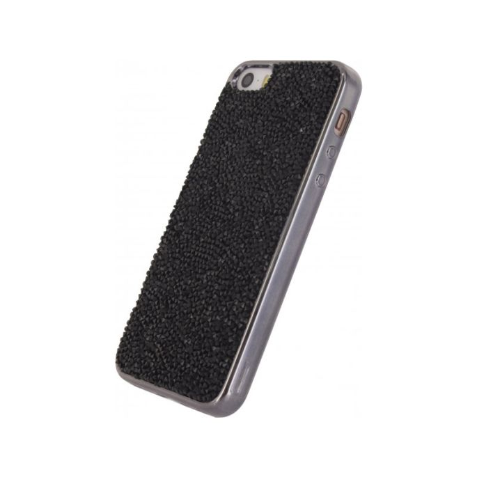 Xccess TPU Hoesje Apple iPhone 5/5S/SE Metallic Edge with Glitter Stones - Zwart