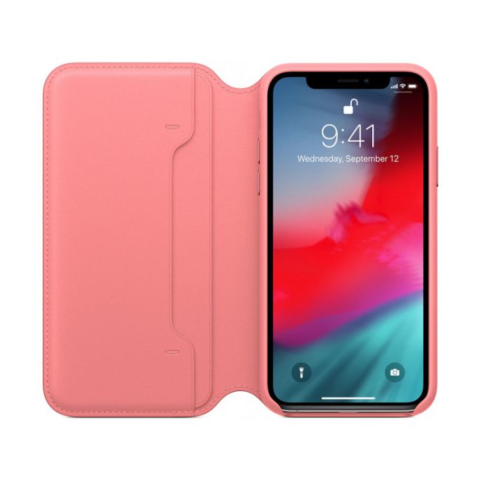 Apple Lederen Folio Hoesje iPhone Xs - Roze