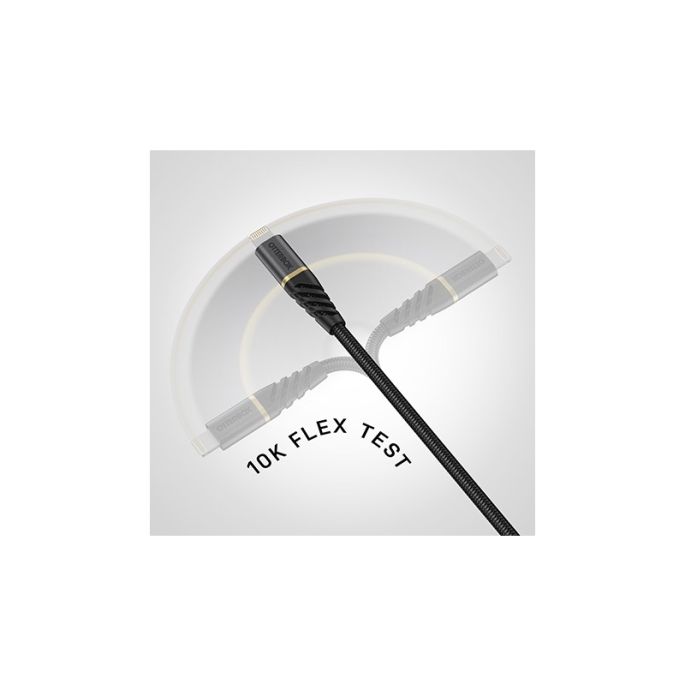 OtterBox Nylon Gevlochten Laadkabel USB-C naar Apple Lightning 2m - Zwart