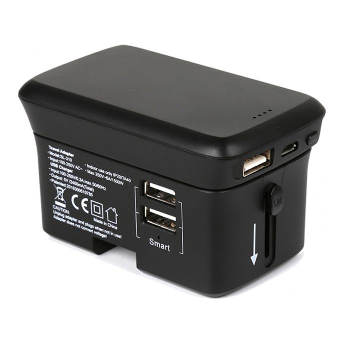 TravelCharge-4K RealPower Travel Charger + PowerBank 4000mAh Black