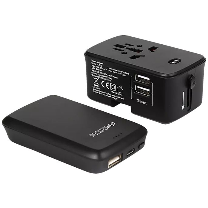 TravelCharge-4K RealPower Travel Charger + PowerBank 4000mAh Black
