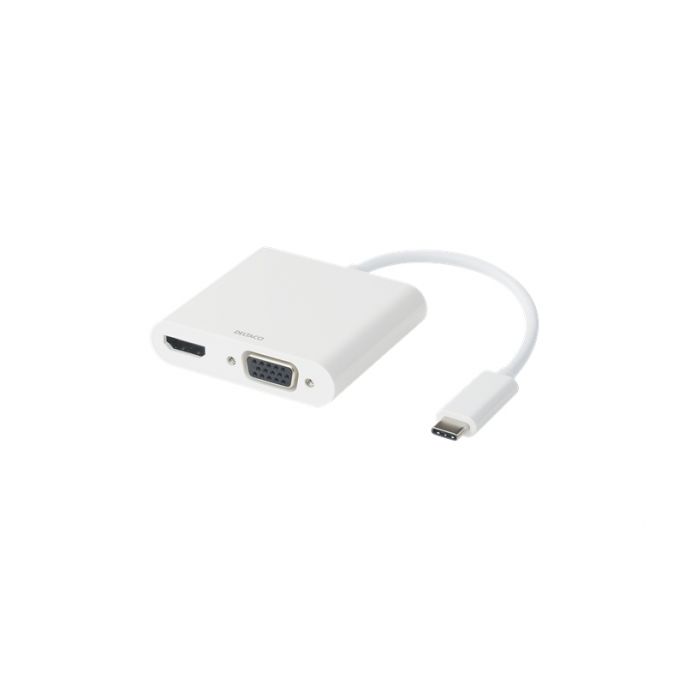 USBC-HDMI16 DELTACO USB-C HDMI/VGA AV Adapter White