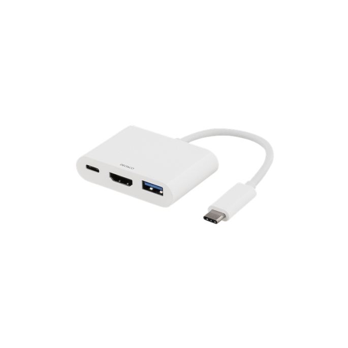 USBC-HDMI3 DELTACO USB-C HDMI AV Adapter White