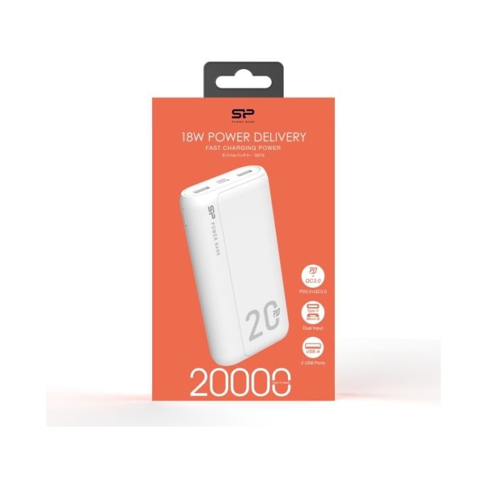 Silicon Power QS15 Fast Charging 18W PD Powerbank 20000 mAh - Wit