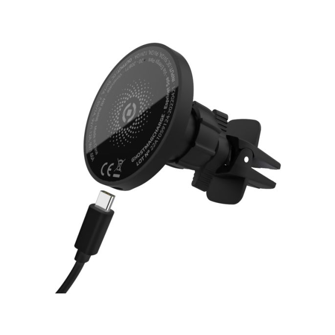 Celly GhostMagCharge MagSafe Charger Car Holder 15W Black