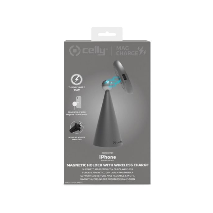 Celly MagStandCharge MagSafe Wireless Charger Holder Grey