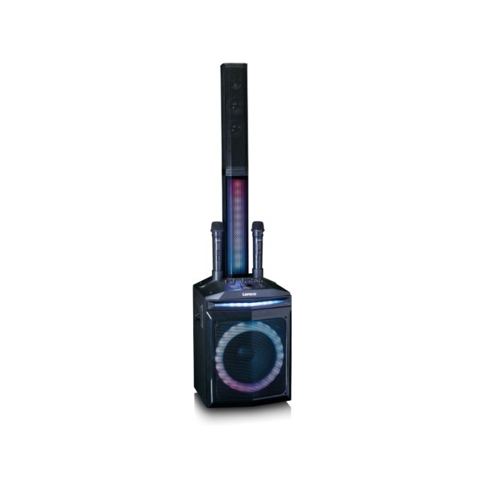 PA-220BK Lenco Bluetooth Party Speaker + Remote + 2 Microphones Black