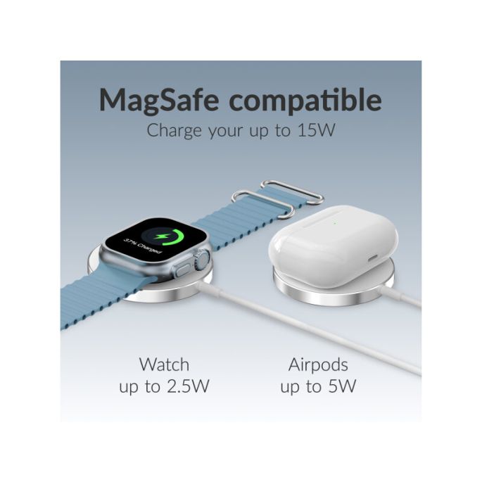 Mobilize 3in1 Magnetic Wireless Charger MagSafe Compatible 15W White