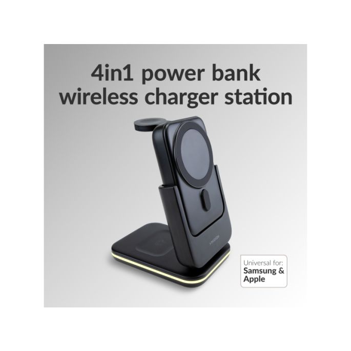 Mobilize 4in1 Wireless Charger Station with Detachable Power Bank Black