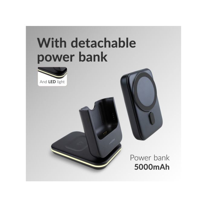 Mobilize 4in1 Wireless Charger Station with Detachable Power Bank Black