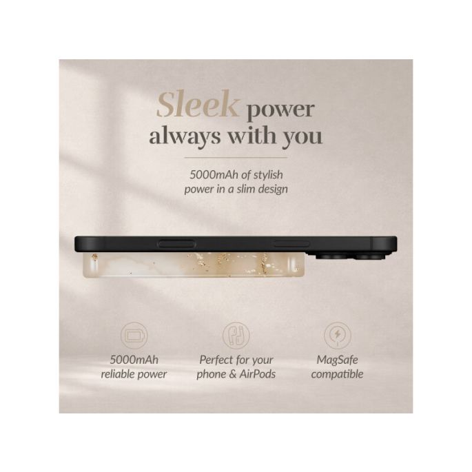 MIO 5000mAh Power Bank Magsafe Compatible Gold Marble - Glossy