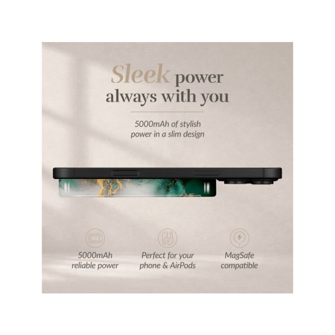 MIO 5000mAh Power Bank Magsafe Compatible Green Marble - Glossy