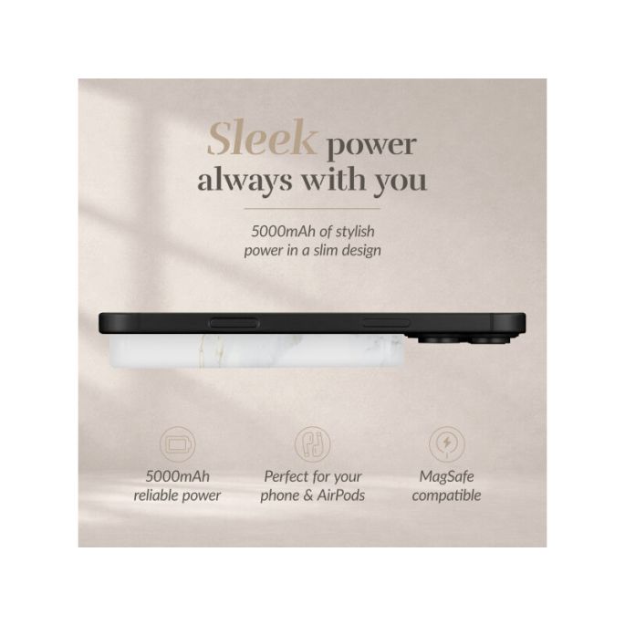 MIO 5000mAh Power Bank Magsafe Compatible White Marble