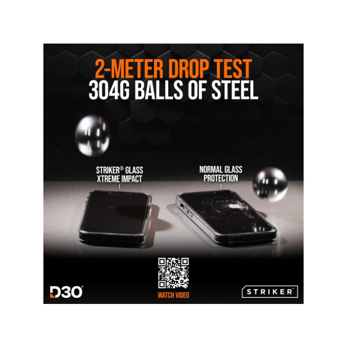 Striker D3O Xtreme Impact Glass Screen Protector - Black Frame - Samsung Galaxy A34 5G