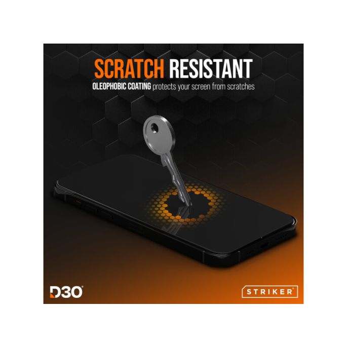 Striker D3O Xtreme Impact Glass Screen Protector - Black Frame - Samsung Galaxy A34 5G
