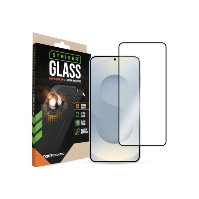 Striker D3O Xtreme Impact Glass Screen Protector - Black Frame - Samsung Galaxy S24+ 5G/S25+ 5G