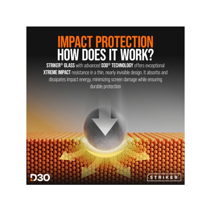 Striker D3O Xtreme Impact Privacy Glass Screen Protector - Black Frame - Apple iPhone 16 Pro Max/17 Pro Max