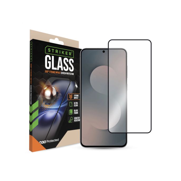 Striker D3O Xtreme Impact Glass Screen Protector - Black Frame - Samsung Galaxy S25 FE