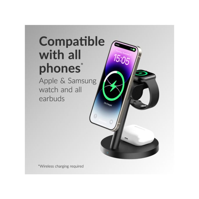 Mobilize 3in1 Charger Station MagSafe Compatible 25W Qi2.2 Black