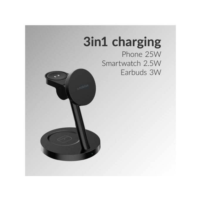 Mobilize 3in1 Charger Station MagSafe Compatible 25W Qi2.2 Black