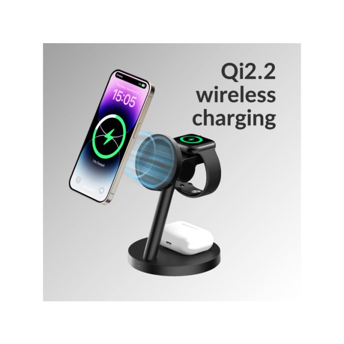 Mobilize 3in1 Charger Station MagSafe Compatible 25W Qi2.2 Black